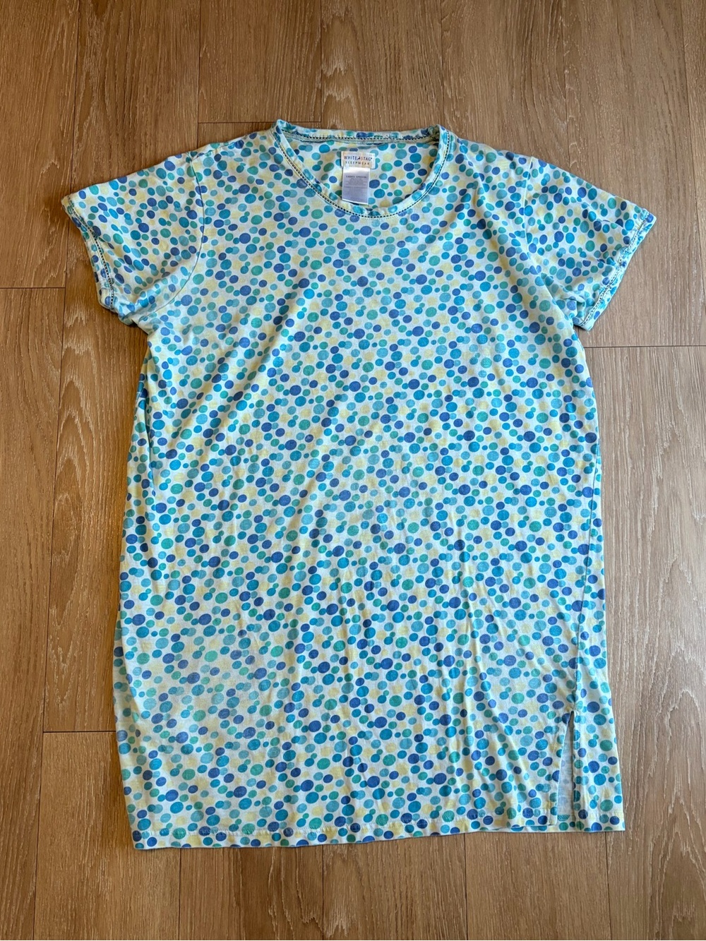 Y2K White Stag Polka Dot Lounge/Sleep Dress in Blue, Teal & Yellow